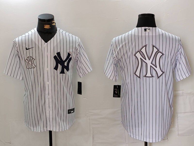 Men New York Yankees Blank White Stripe Game 2024 Nike MLB Jersey style 17